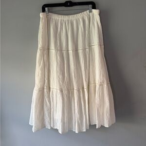 Anthropologie Cream Tiered Maxi Skirt